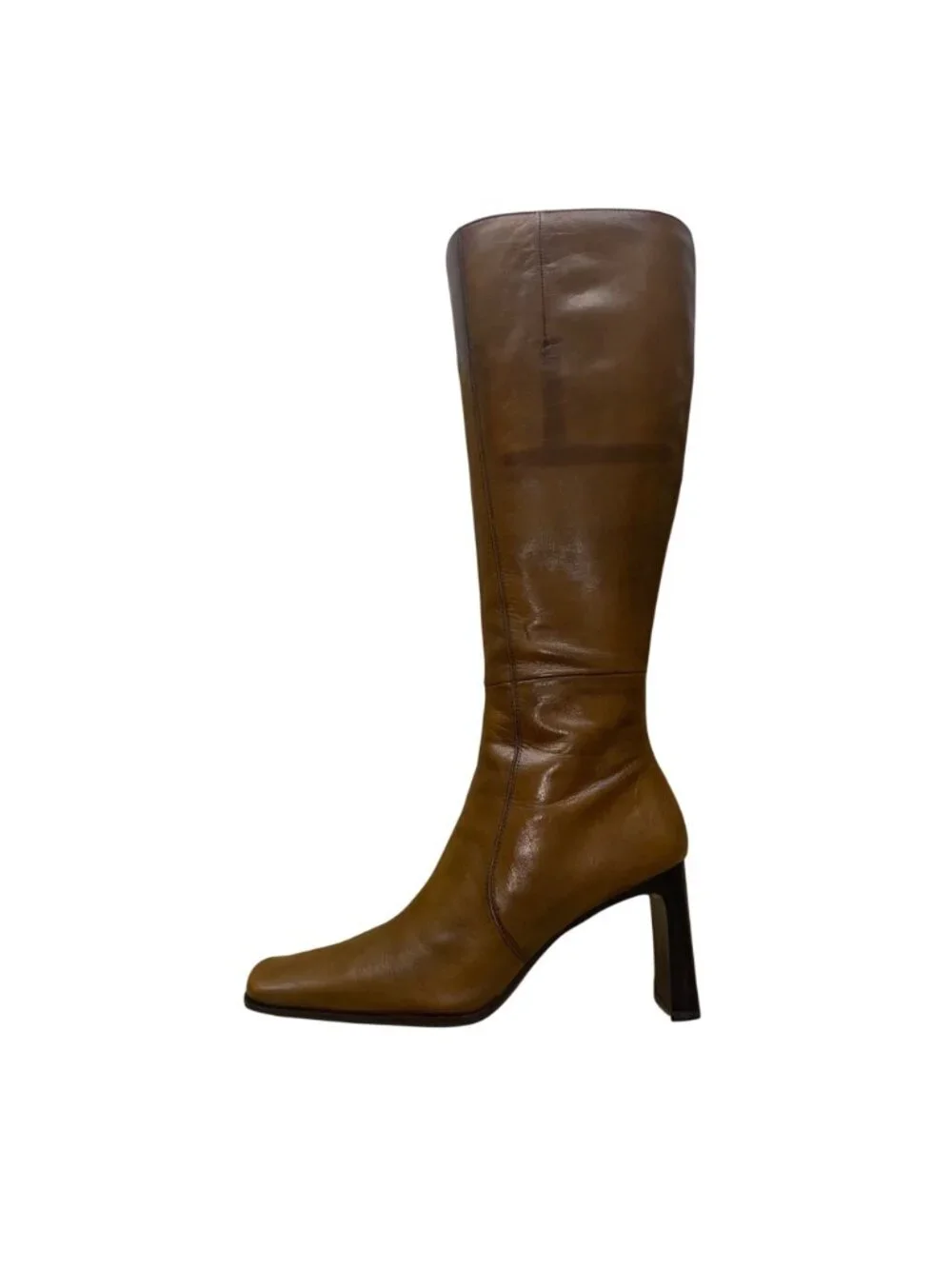 Nine West Women’s Brown Leather Square Toe Knee-High D-Quivera  Boots Size 6.5M